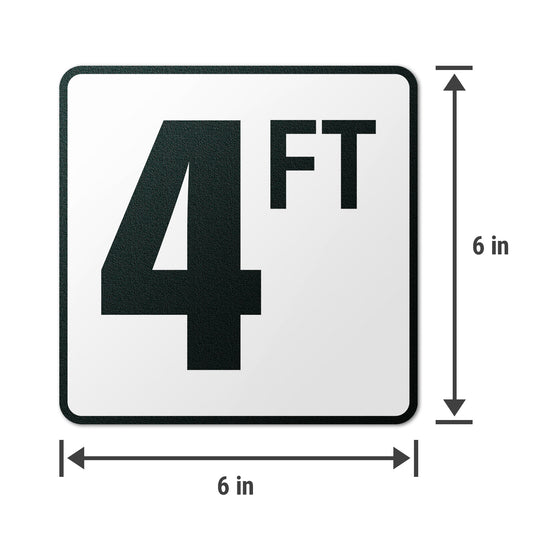 6 x 6in Floor Decal: 4 FT Depth Markers Pool Sign (2-Pack)