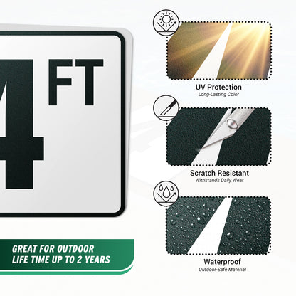 6 x 6in Floor Decal: 4 FT Depth Markers Pool Sign (2-Pack)
