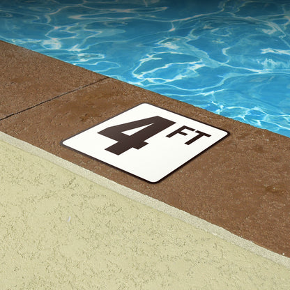 6 x 6in Floor Decal: 4 FT Depth Markers Pool Sign (2-Pack)