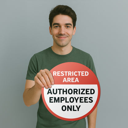17 x 17in Floor Decals: Restricted Area, Authorized Employees Only (2-Pack)