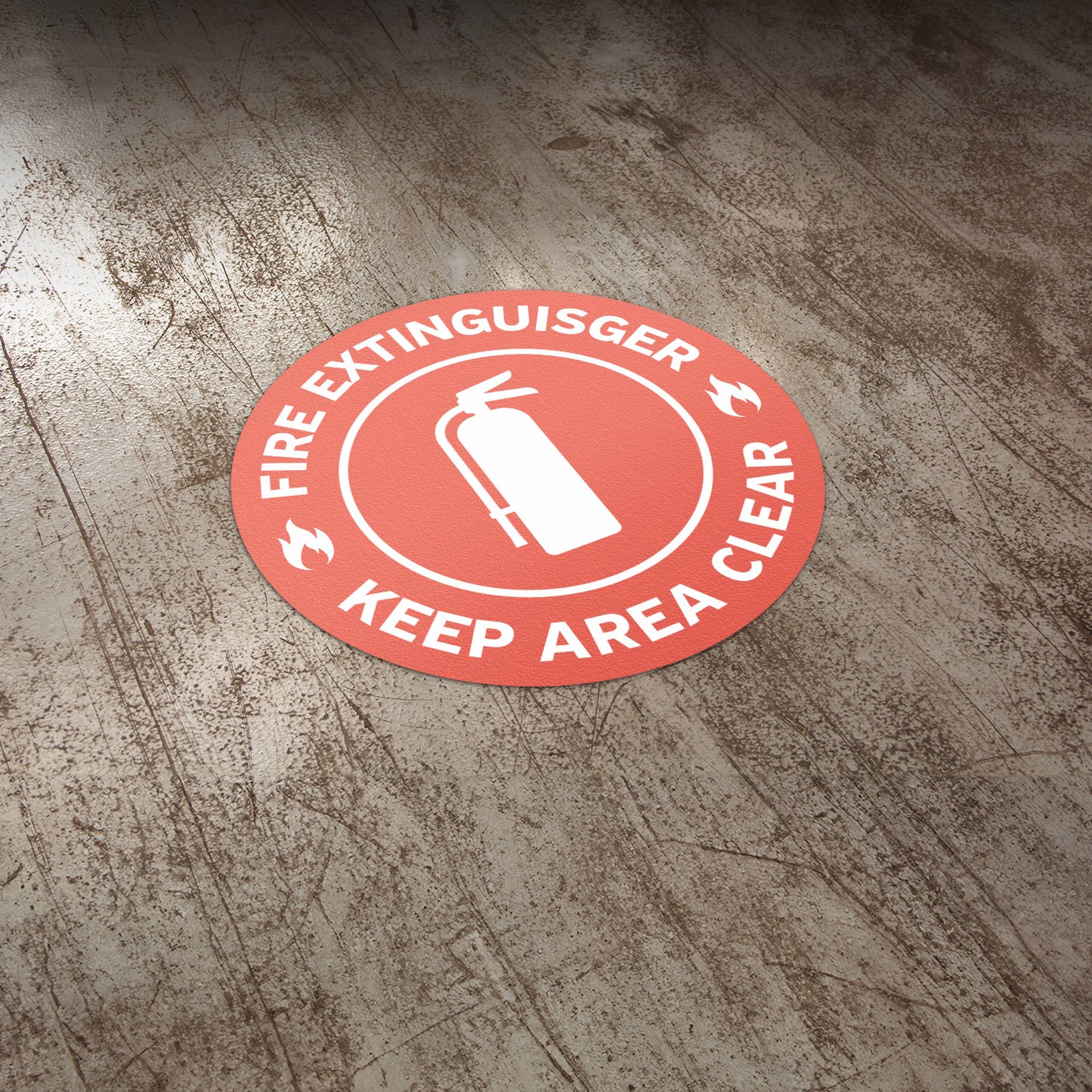 17 x 17in Floor Decals: Fire Extinguisher, Keep Area Clear (2-Pack)