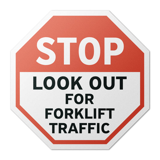 17 x 17in Floor Decals: Stop, Look Out For Forklift Traffic (2-Pack)