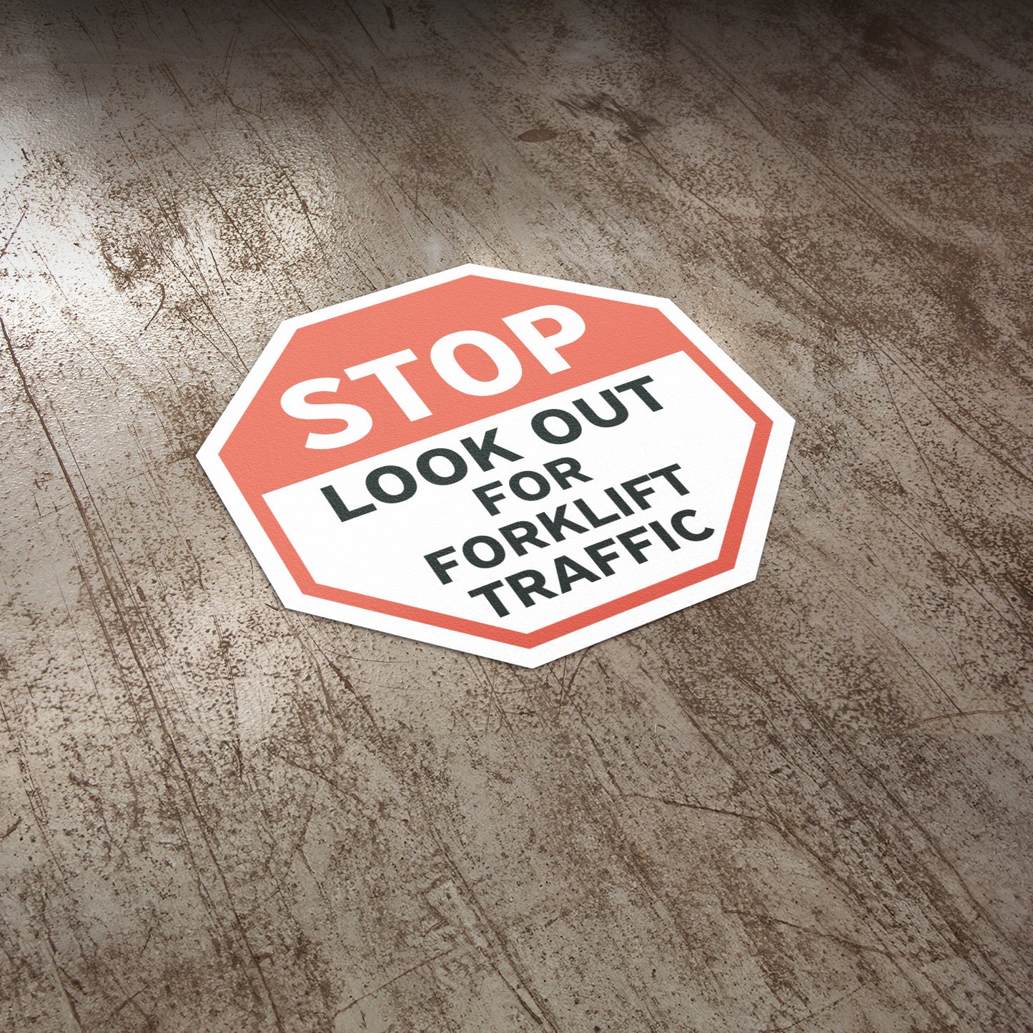 17 x 17in Floor Decals: Stop, Look Out For Forklift Traffic (2-Pack)