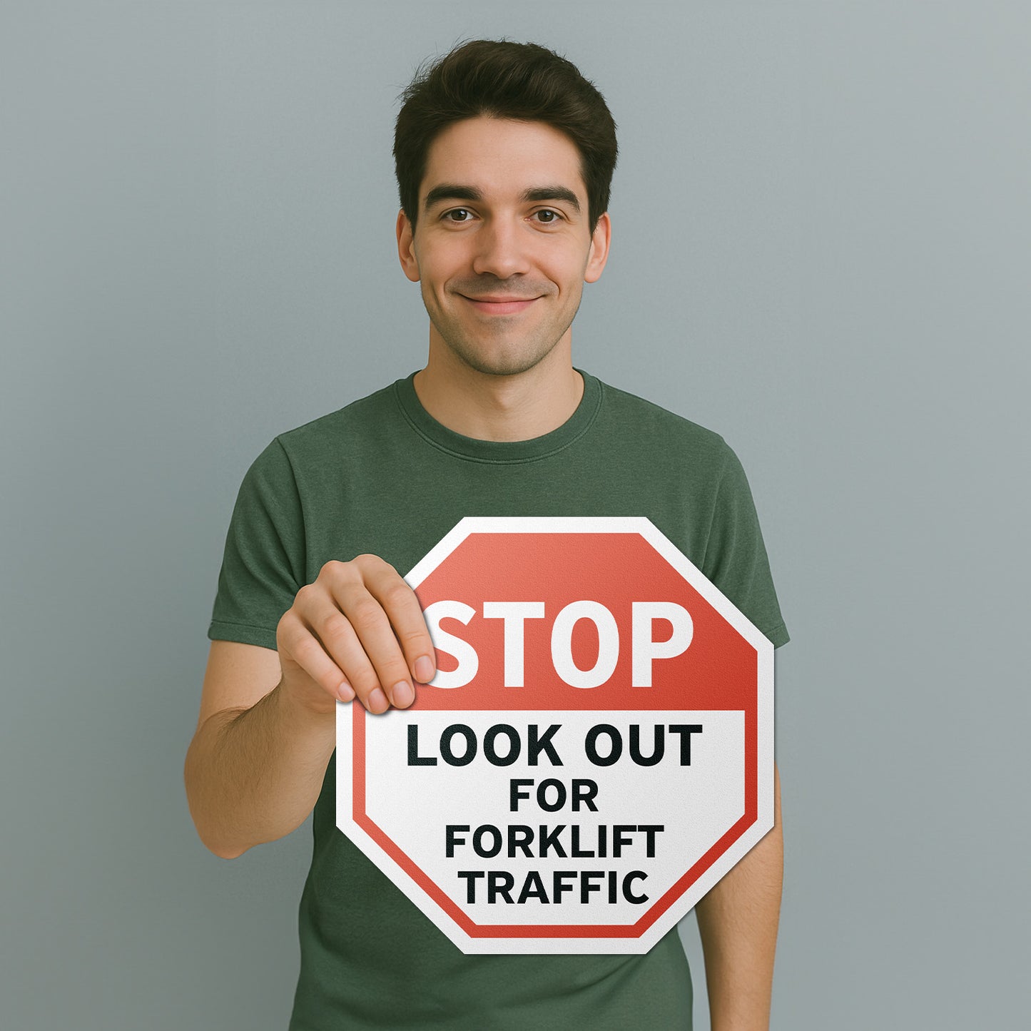 17 x 17in Floor Decals: Stop, Look Out For Forklift Traffic (2-Pack)