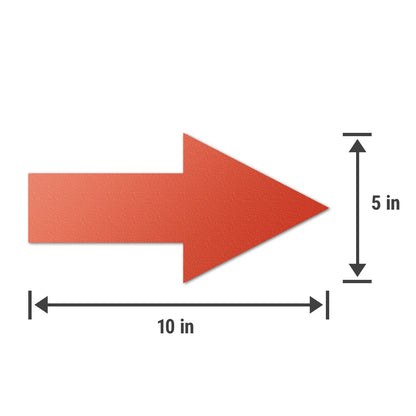 10 x 5in Floor Decals: Red Arrow Directional Stickers (2-Pack)