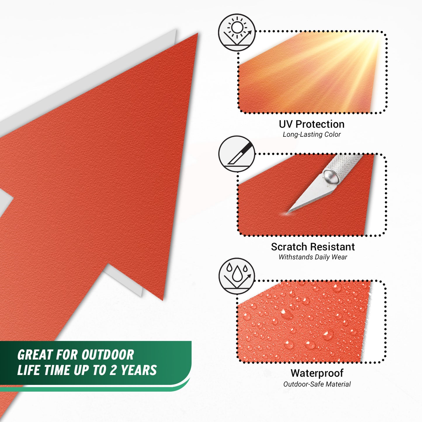 10 x 5in Floor Decals: Red Arrow Directional Stickers (2-Pack)