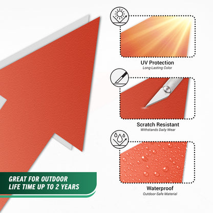 10 x 5in Floor Decals: Red Arrow Directional Stickers (2-Pack)