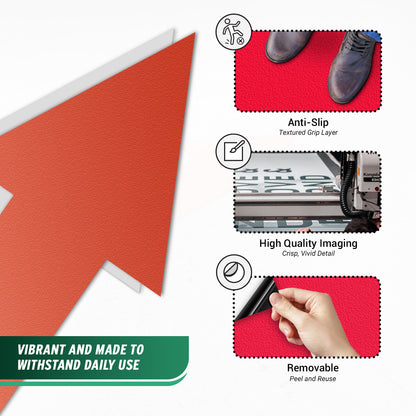 10 x 5in Floor Decals: Red Arrow Directional Stickers (2-Pack)