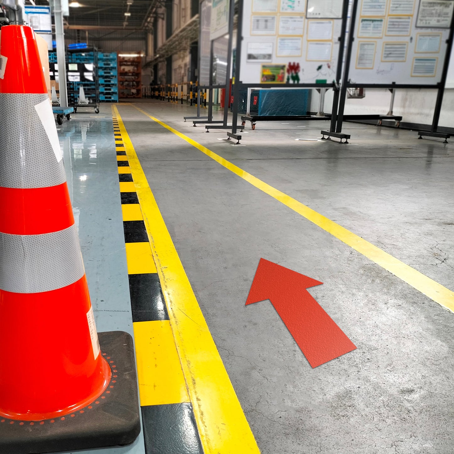 10 x 5in Floor Decals: Red Arrow Directional Stickers (2-Pack)