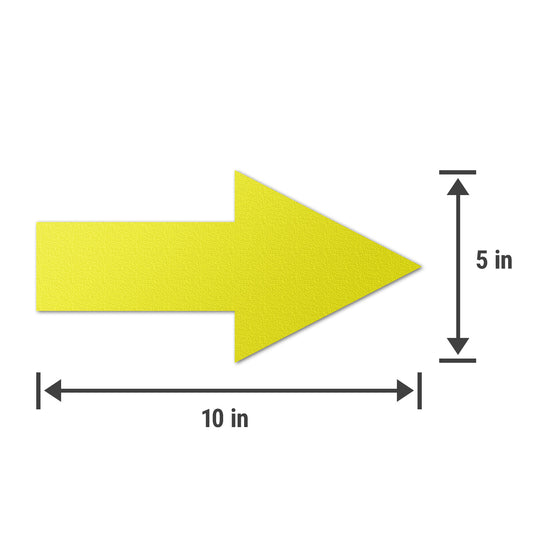 10 x 5in Floor Decals: Yellow Arrow Directional Stickers (2-Pack)
