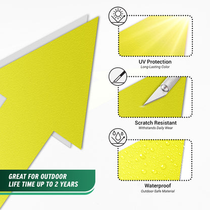 10 x 5in Floor Decals: Yellow Arrow Directional Stickers (2-Pack)