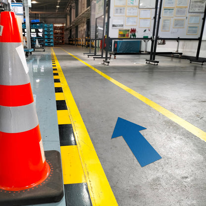 10 x 5in Floor Decals: Blue Arrow Directional Stickers (2-Pack)