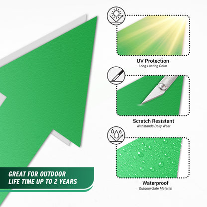 10 x 5in Floor Decals:  Green Arrow Directional Stickers (2-Pack)