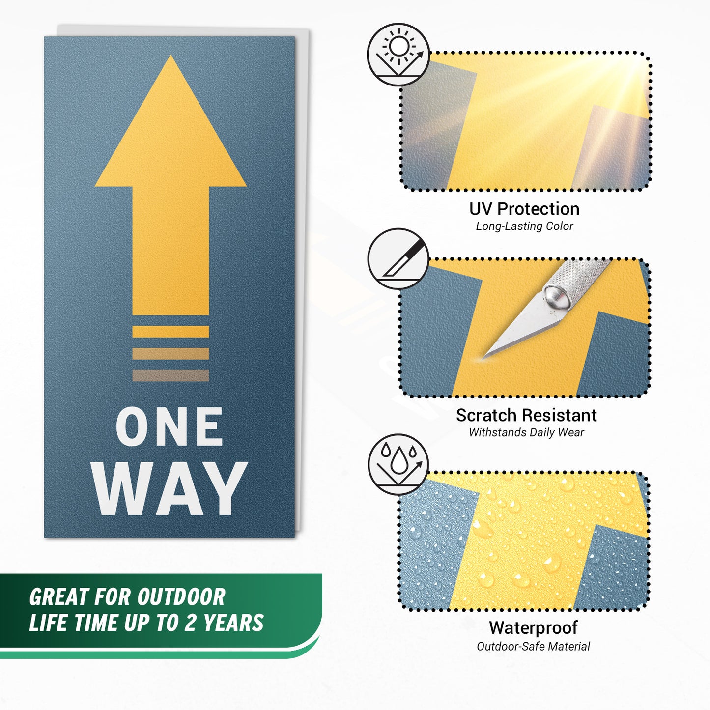 10 x 5in Floor Decals: One Way Arrow Stickers
