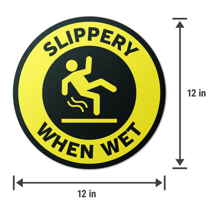 12 x 12in Floor Decals: Slippery When Wet Sign (2-Pack)