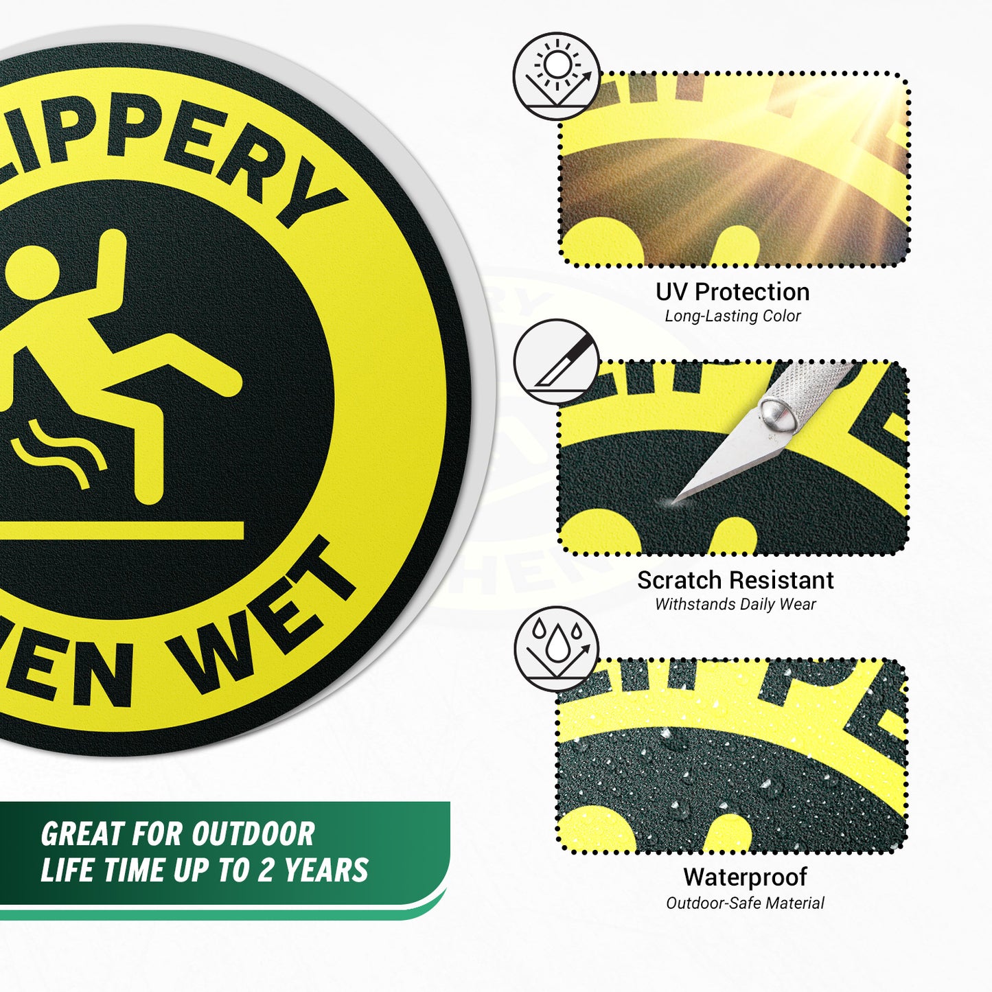 12 x 12in Floor Decals: Slippery When Wet Sign (2-Pack)