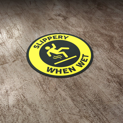 12 x 12in Floor Decals: Slippery When Wet Sign (2-Pack)