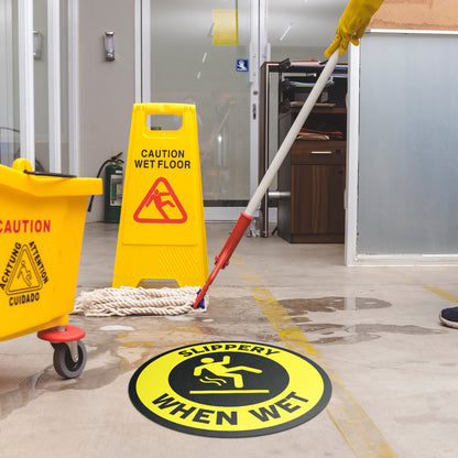 12 x 12in Floor Decals: Slippery When Wet Sign (2-Pack)