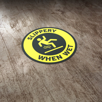 17 x 17in Floor Decals: Slippery When Wet Sign (2-Pack)