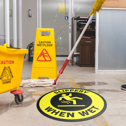 17 x 17in Floor Decals: Slippery When Wet Sign (2-Pack)