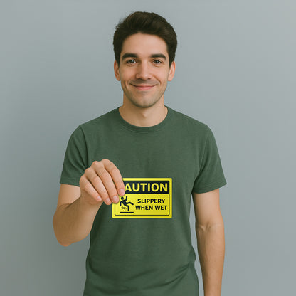 6 x 4in Warning Sticker: Caution Slippery When Wet Floor Sign (2-Pack)