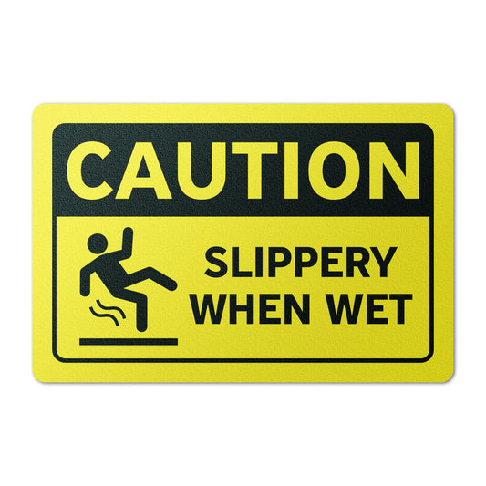 8 x 5.3in Warning Label: Caution Slippery When Wet Sticker (2-Pack)