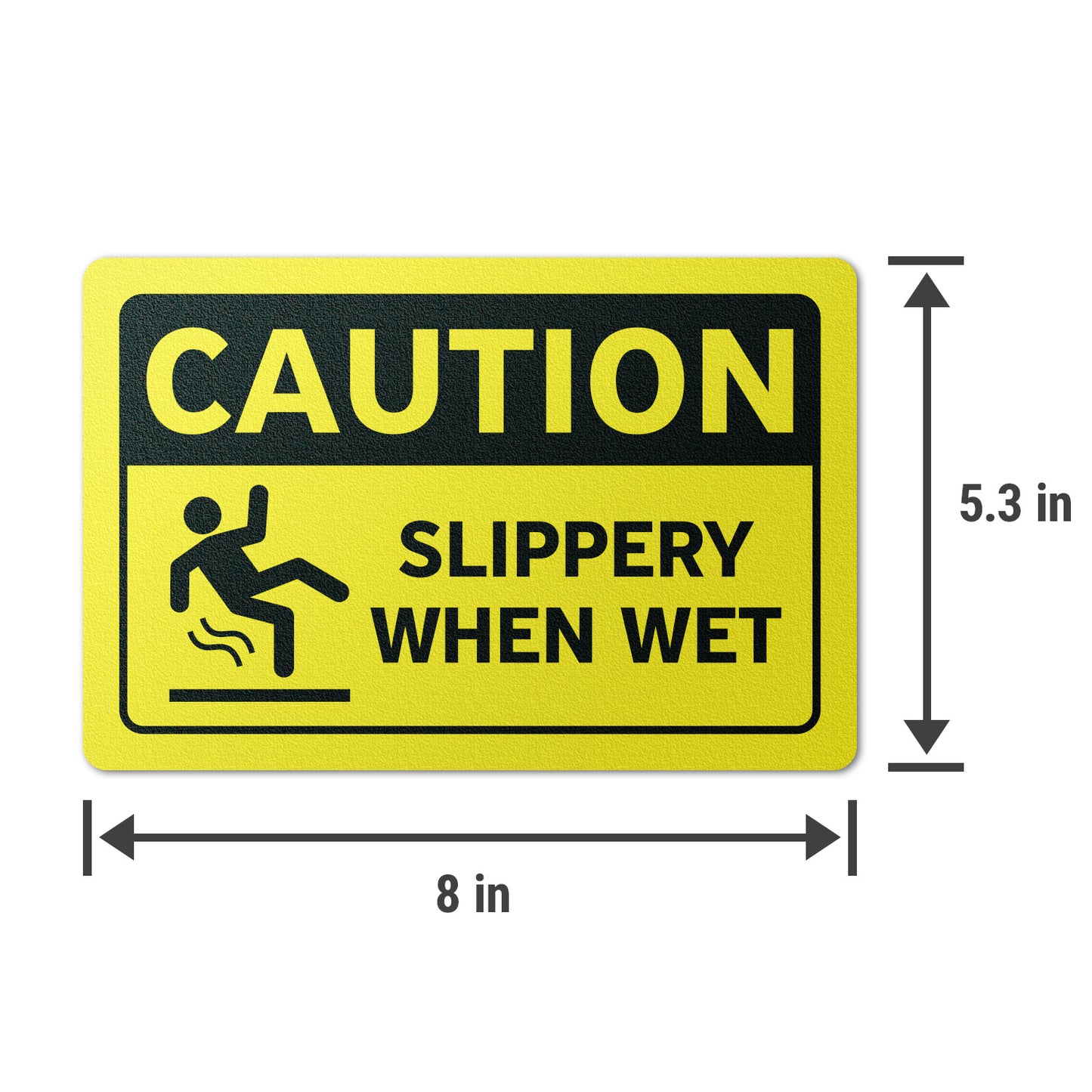 8 x 5.3in Warning Label: Caution Slippery When Wet Sticker (2-Pack)