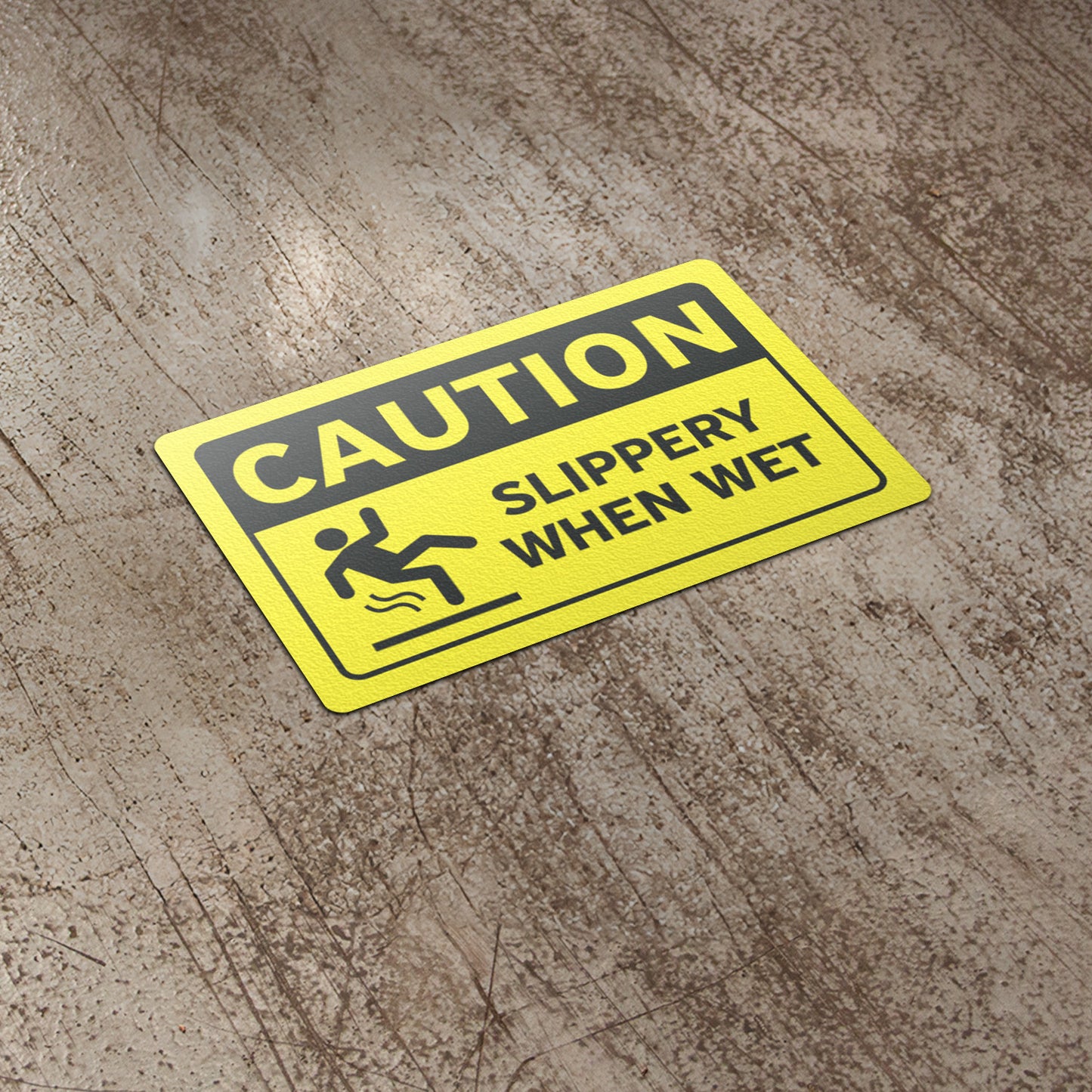 8 x 5.3in Warning Label: Caution Slippery When Wet Sticker (2-Pack)