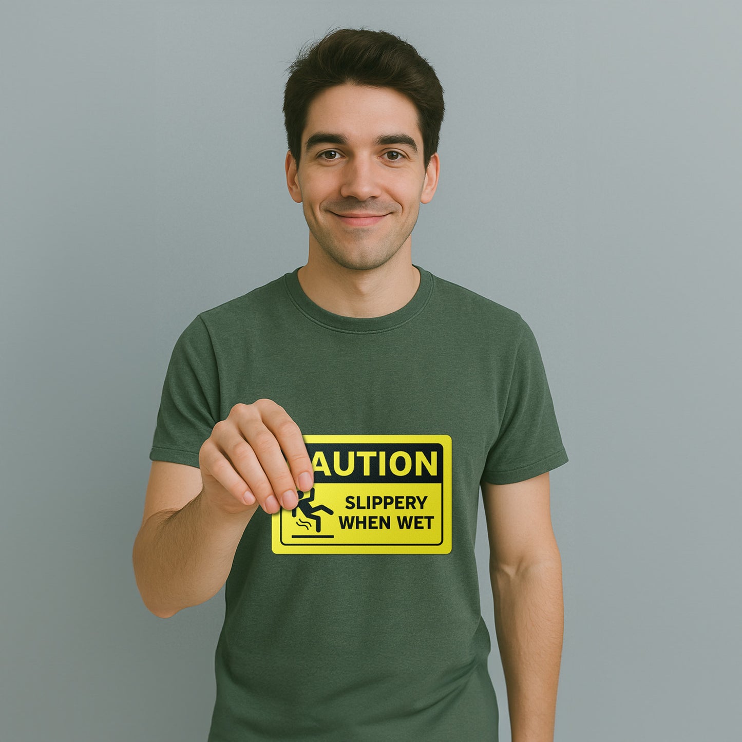 8 x 5.3in Warning Label: Caution Slippery When Wet Sticker (2-Pack)