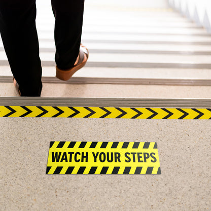 10 x 3in Floor Decals: Watch Your Step Sign (2-Pack)