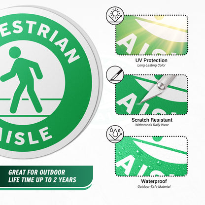 17 x 17in Floor Decals: Pedestrian Aisle Sign (2-Pack)