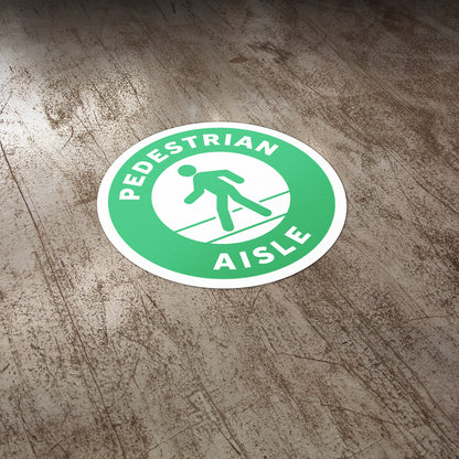 17 x 17in Floor Decals: Pedestrian Aisle Sign (2-Pack)