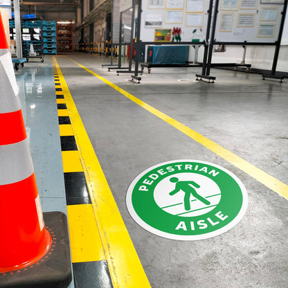 17 x 17in Floor Decals: Pedestrian Aisle Sign (2-Pack)