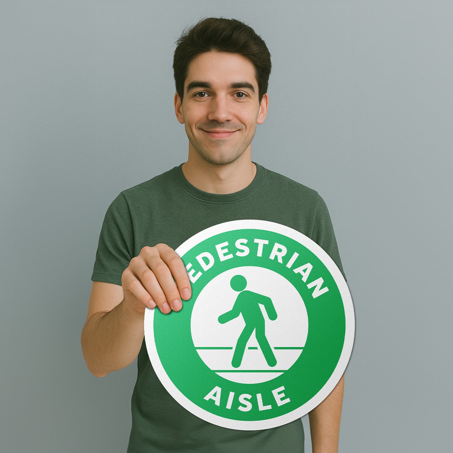 17 x 17in Floor Decals: Pedestrian Aisle Sign (2-Pack)