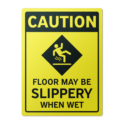 12 x 9in Floor Decals: Caution Floor May Be Slippery When Wet (2-Pack)