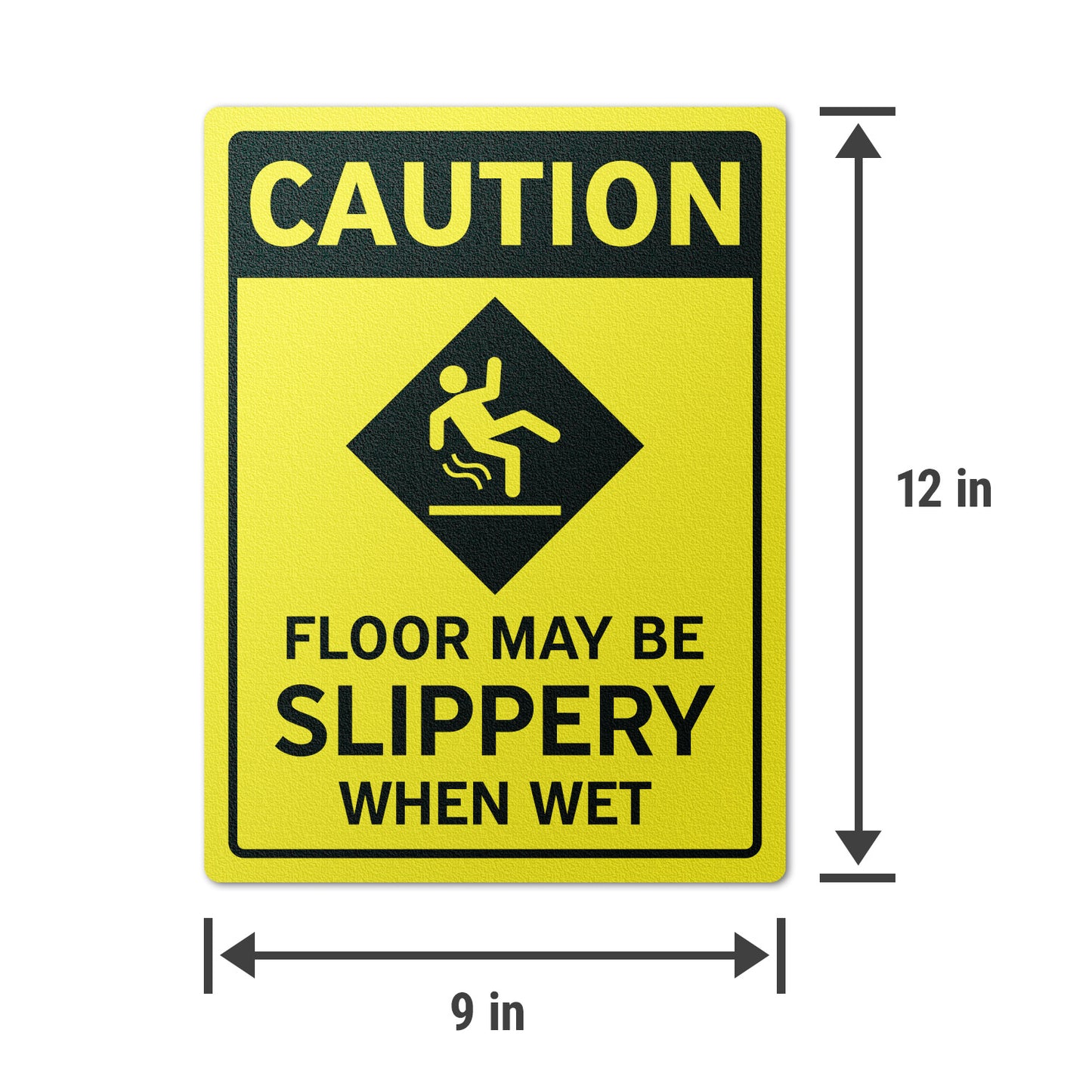 12 x 9in Floor Decals: Caution Floor May Be Slippery When Wet (2-Pack)