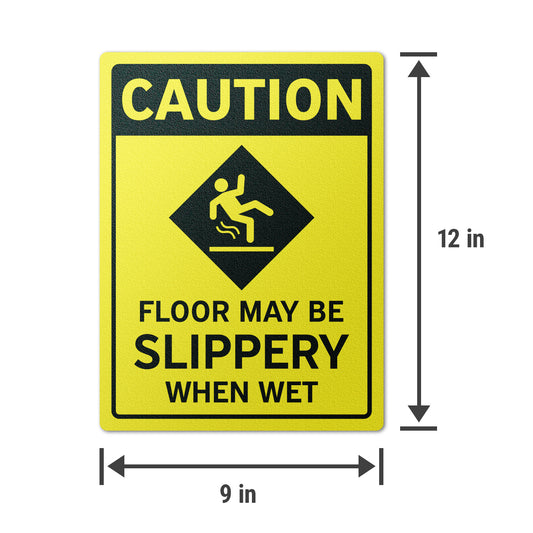 12 x 9in Floor Decals: Caution Floor May Be Slippery When Wet (2-Pack)