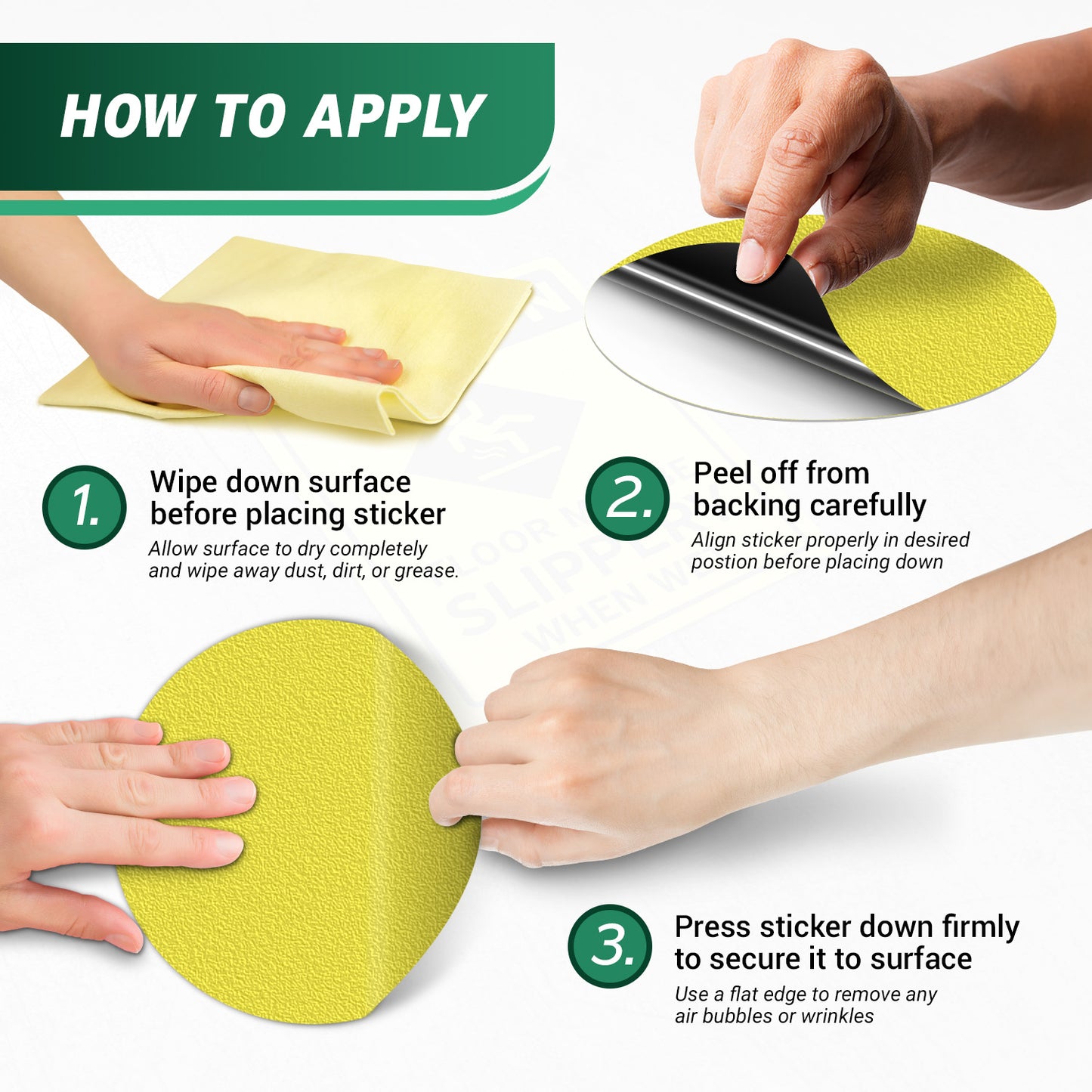 12 x 9in Floor Decals: Caution Floor May Be Slippery When Wet (2-Pack)