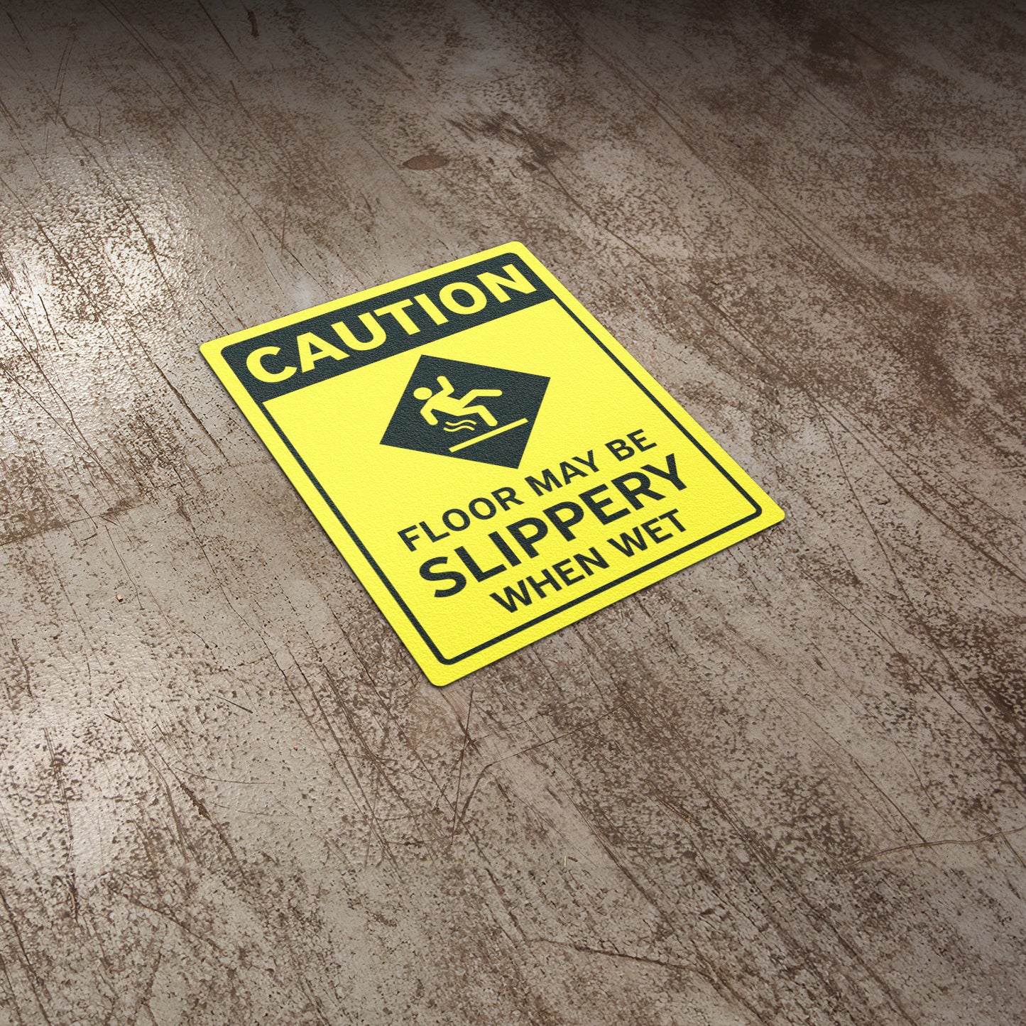 12 x 9in Floor Decals: Caution Floor May Be Slippery When Wet (2-Pack)