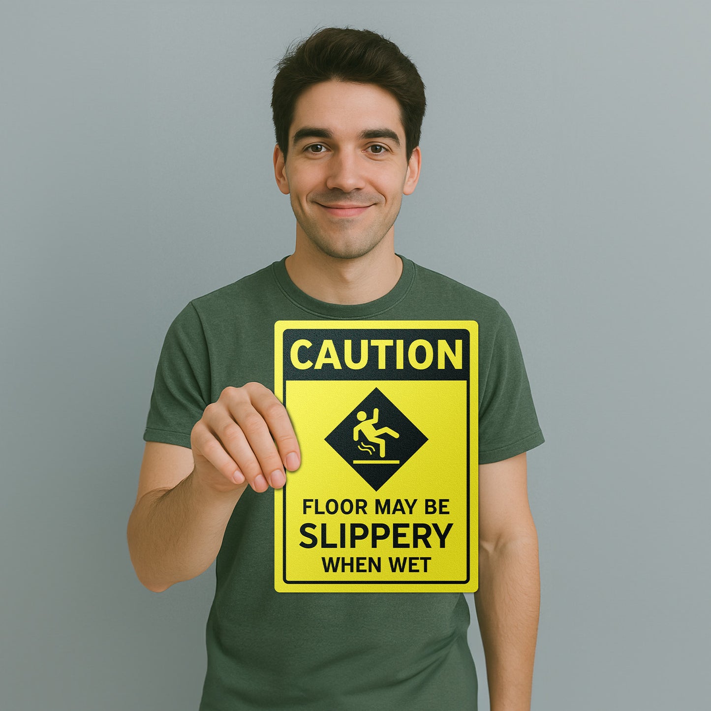 12 x 9in Floor Decals: Caution Floor May Be Slippery When Wet (2-Pack)