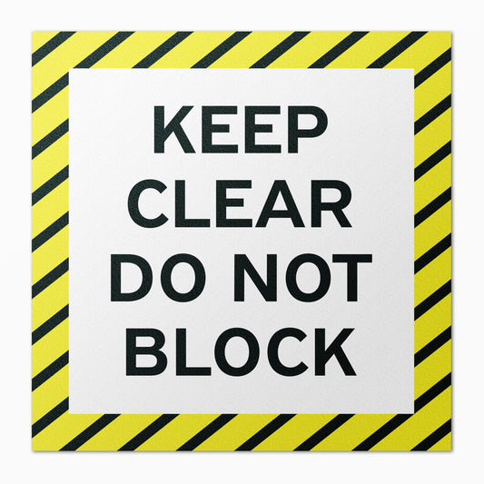 17 x 17in Floor Sticker: Keep Clear Do Not Block Sign (2-Pack)