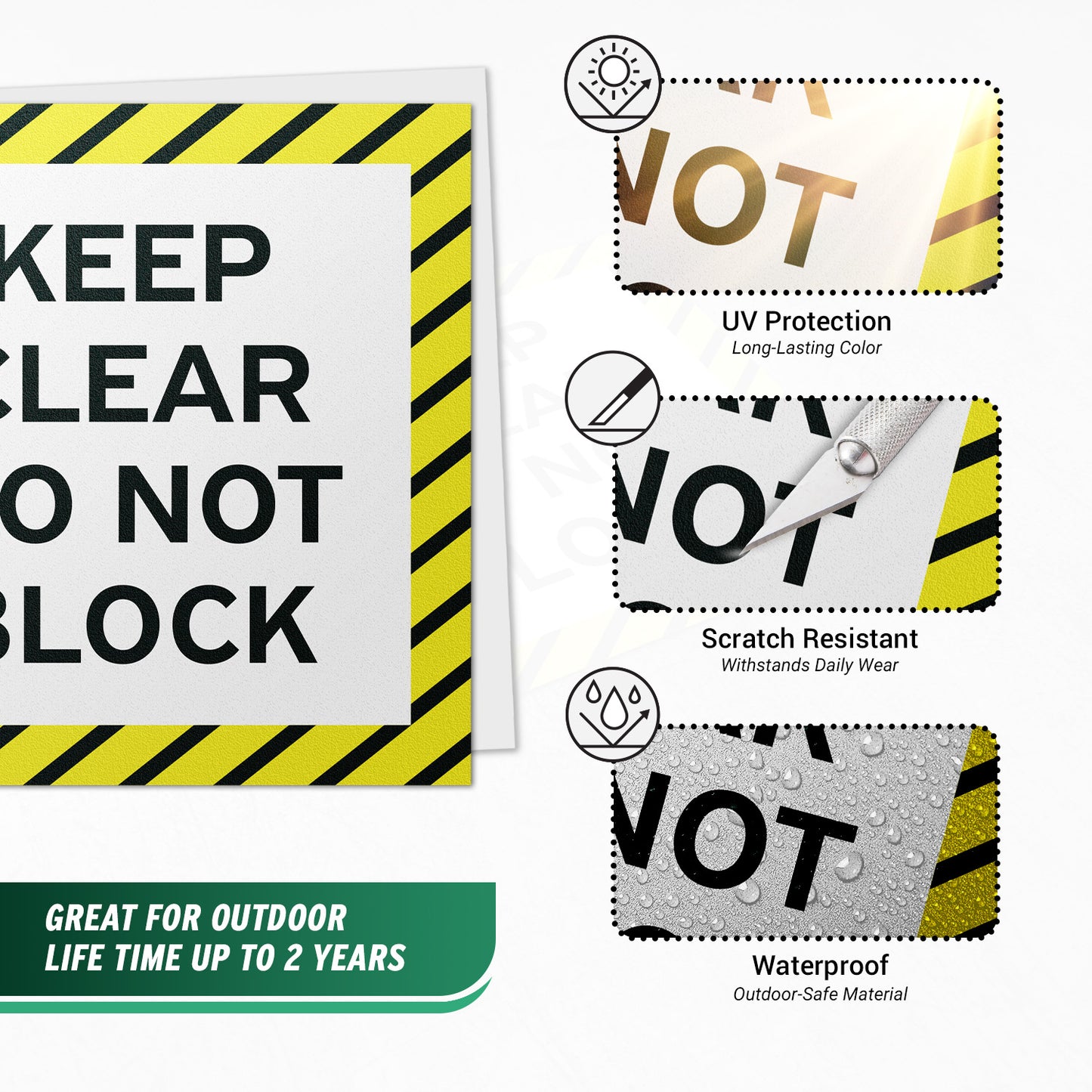 17 x 17in Floor Sticker: Keep Clear Do Not Block Sign (2-Pack)