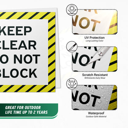 17 x 17in Floor Sticker: Keep Clear Do Not Block Sign (2-Pack)