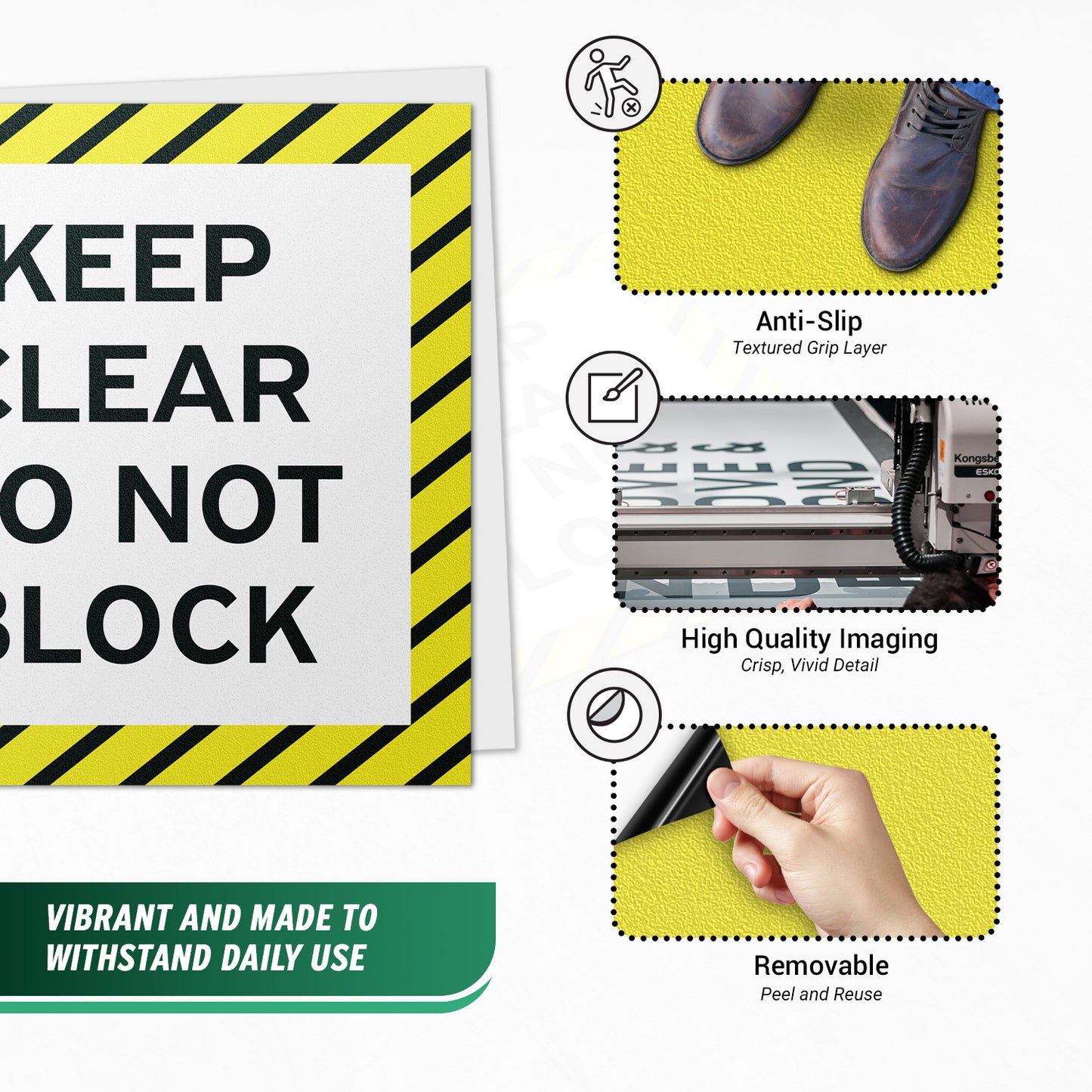 17 x 17in Floor Sticker: Keep Clear Do Not Block Sign (2-Pack)