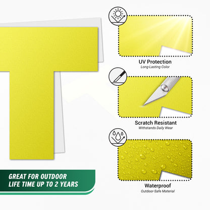 6 x 6in Floor Sticker: T-Shaped Yellow Label (2-Pack)