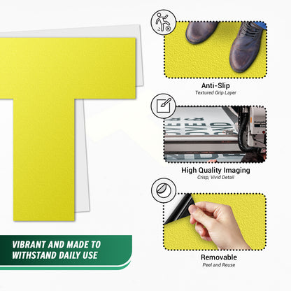 6 x 6in Floor Sticker: T-Shaped Yellow Label (2-Pack)