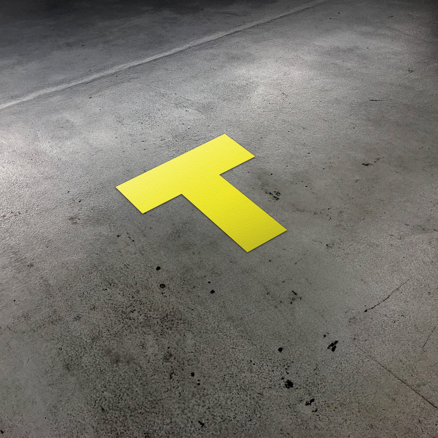 6 x 6in Floor Sticker: T-Shaped Yellow Label (2-Pack)