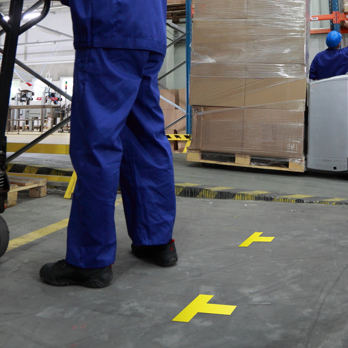 6 x 6in Floor Sticker: T-Shaped Yellow Label (2-Pack)