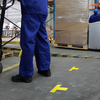 6 x 6in Floor Sticker: T-Shaped Yellow Label (2-Pack)