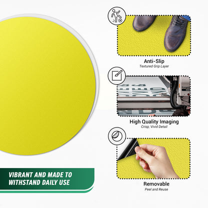 3.5 x 3.5in Floor Sticker: Yellow Dot Non-Slip Label (2-Pack)